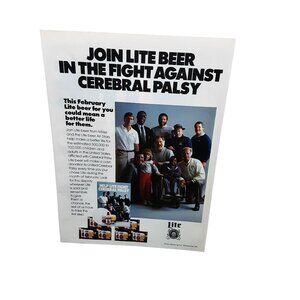 1985 Miller Lite Beer Fight Against Cerebral Palsy Original Print Ad